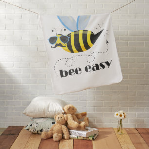 Bee character with mustache sunglasses Bee Easy Baby Blanket