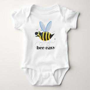 Bee character with mustache sunglasses Bee Easy Baby Bodysuit