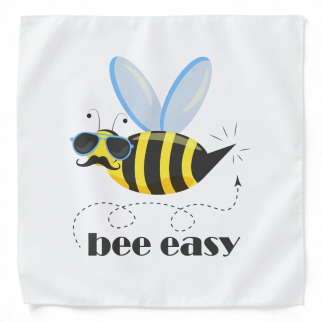 Bee character with mustache sunglasses Bee Easy Bandana (Front)
