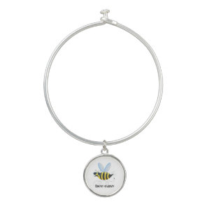 Bee character with mustache sunglasses Bee Easy Bangle Bracelet