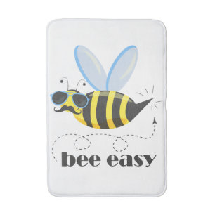 Bee character with mustache sunglasses Bee Easy Bath Mat