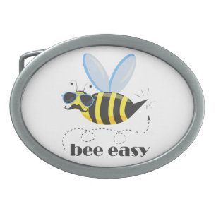 Bee character with mustache sunglasses Bee Easy Belt Buckle