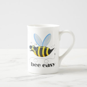 Bee character with mustache sunglasses Bee Easy Bone China Mug
