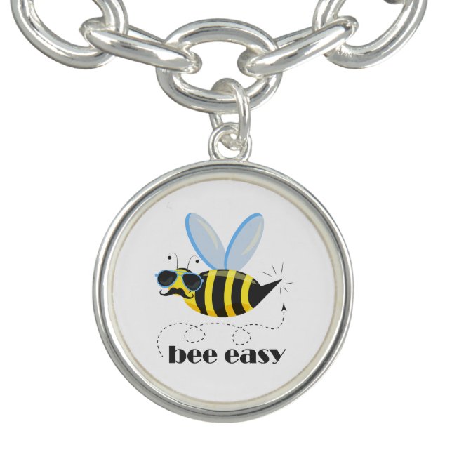 Bee character with mustache sunglasses Bee Easy Bracelet (Design)