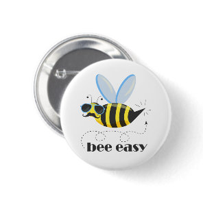 Bee character with mustache sunglasses Bee Easy Button