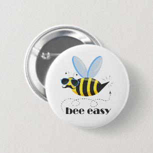 Bee character with mustache sunglasses Bee Easy Button