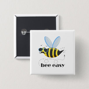Bee character with mustache sunglasses Bee Easy Button