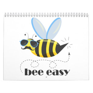 Bee character with mustache sunglasses Bee Easy Calendar
