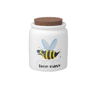 Bee character with mustache sunglasses Bee Easy Candy Jar