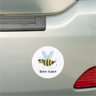 Bee character with mustache sunglasses Bee Easy Car Magnet