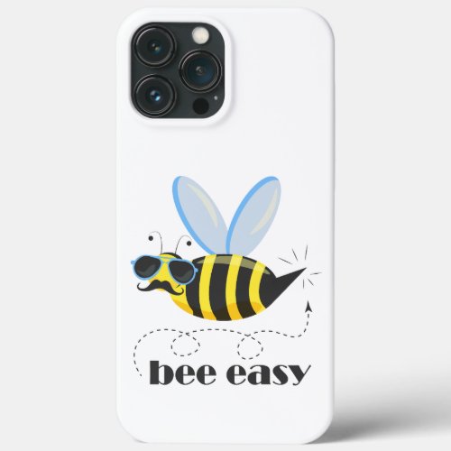 Bee character with mustache sunglasses Bee Easy iPhone 13 Pro Max Case