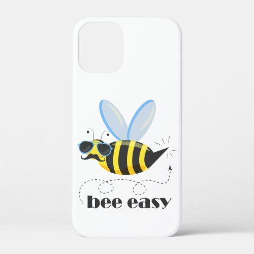 Bee character with mustache sunglasses Bee Easy iPhone 12 Mini Case