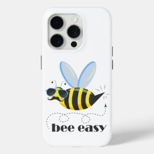 Bee character with mustache sunglasses Bee Easy iPhone 15 Pro Case