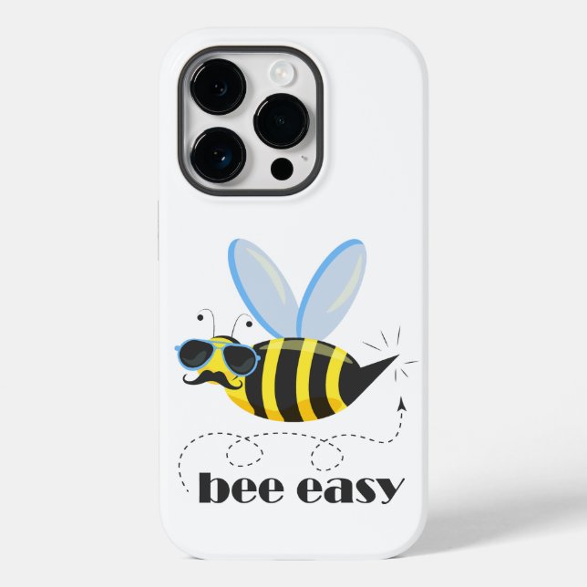 Bee character with mustache sunglasses Bee Easy Case-Mate iPhone Case (Back)