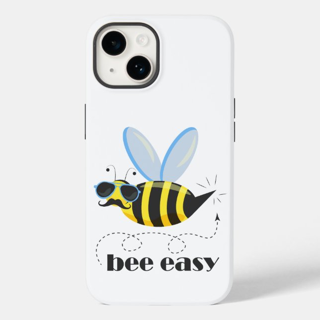 Bee character with mustache sunglasses Bee Easy Case-Mate iPhone Case (Back)