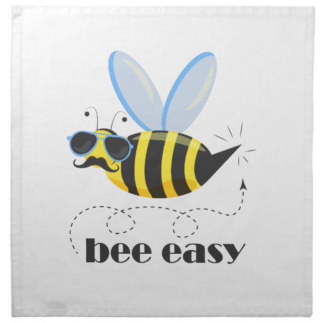 Bee character with mustache sunglasses Bee Easy Cloth Napkin (Front)