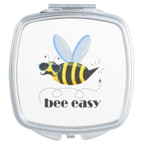 Bee character with mustache sunglasses Bee Easy Compact Mirror