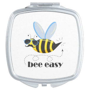 Bee character with mustache sunglasses Bee Easy Compact Mirror