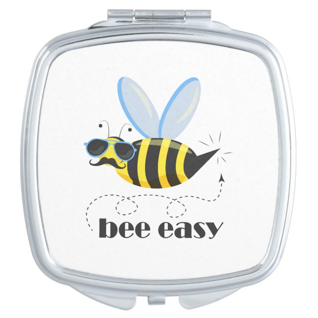 Bee character with mustache sunglasses Bee Easy Compact Mirror (Front)