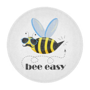 Bee character with mustache sunglasses Bee Easy Cutting Board