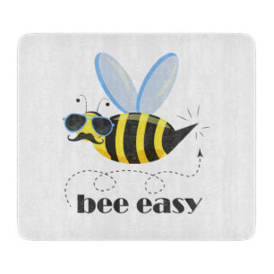 Bee character with mustache sunglasses Bee Easy Cutting Board