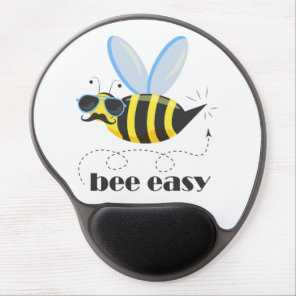 Bee character with mustache sunglasses Bee Easy Gel Mouse Pad