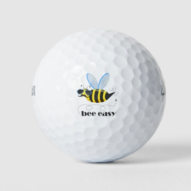 Bee character with mustache sunglasses Bee Easy Golf Balls (Front)