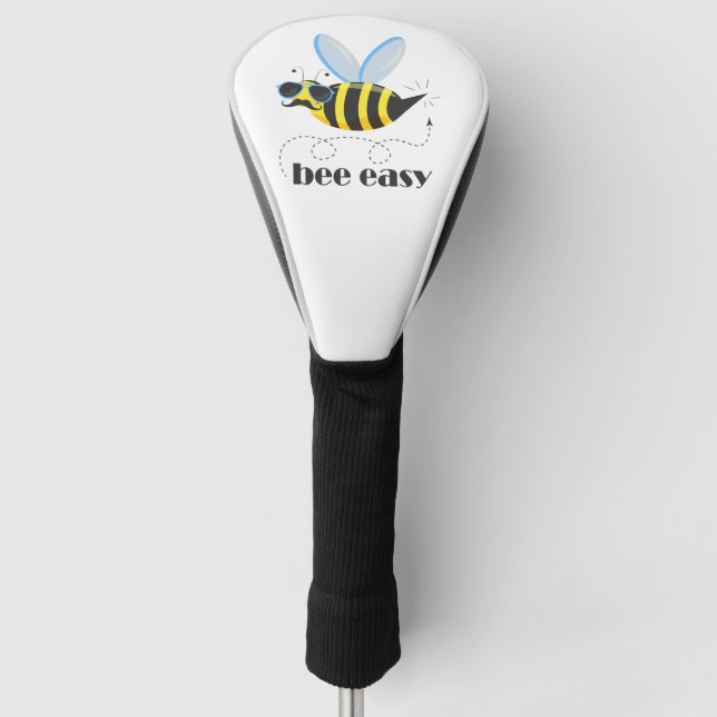 Bee character with mustache sunglasses Bee Easy Golf Head Cover (Front)