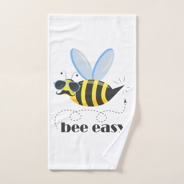 Bee character with mustache sunglasses Bee Easy Hand Towel (Hand Towel)