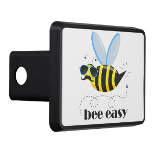 Bee character with mustache sunglasses Bee Easy Hitch Cover