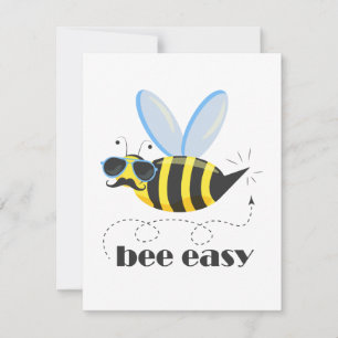 Bee character with mustache sunglasses Bee Easy Holiday Card