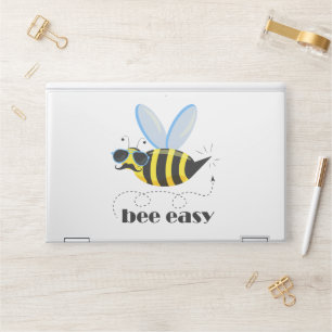 Bee character with mustache sunglasses Bee Easy HP Laptop Skin