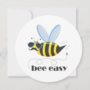 Bee character with mustache sunglasses Bee Easy Invitation