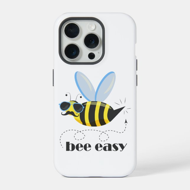 Bee character with mustache sunglasses Bee Easy Iphone Case (Back)