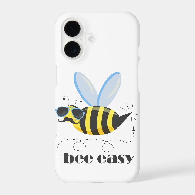Bee character with mustache sunglasses Bee Easy Iphone Case (Back)
