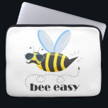Bee character with mustache sunglasses Bee Easy Laptop Sleeve<br><div class="desc">Flat illustration bee male character with mustache,  pilot sun glasses and typography Bee Easy isolated on transparent background</div>