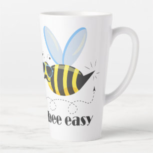 Bee character with mustache sunglasses Bee Easy Latte Mug