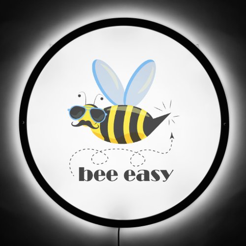 Bee character with mustache sunglasses Bee Easy LED Sign