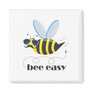 Bee character with mustache sunglasses Bee Easy Magnet