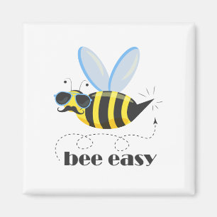 Bee character with mustache sunglasses Bee Easy Magnet