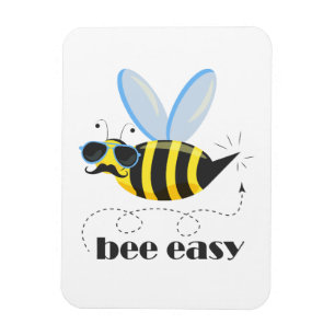 Bee character with mustache sunglasses Bee Easy Magnet