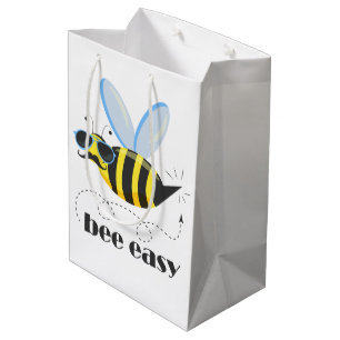 Bee character with mustache sunglasses Bee Easy Medium Gift Bag
