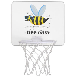 Bee character with mustache sunglasses Bee Easy Mini Basketball Hoop
