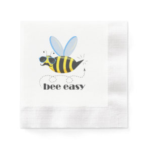 Bee character with mustache sunglasses Bee Easy Napkins