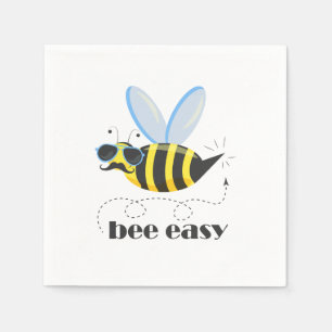Bee character with mustache sunglasses Bee Easy Napkins