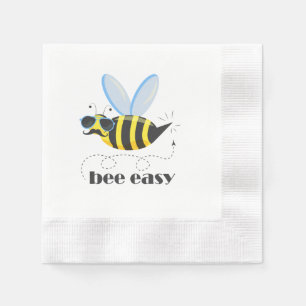 Bee character with mustache sunglasses Bee Easy Napkins
