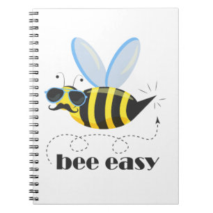 Bee character with mustache sunglasses Bee Easy Notebook