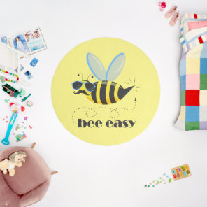 Bee character with mustache sunglasses Bee Easy Outdoor Rug