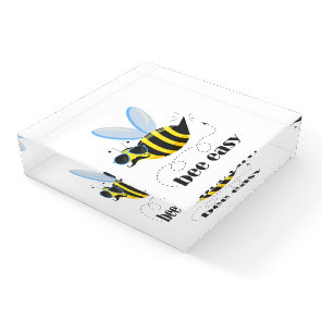 Bee character with mustache sunglasses Bee Easy Paperweight