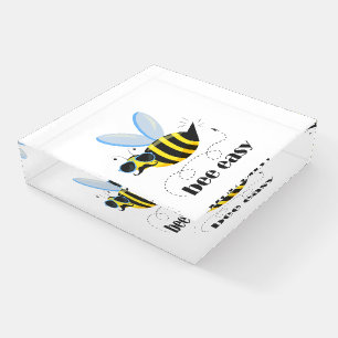 Bee character with mustache sunglasses Bee Easy Paperweight